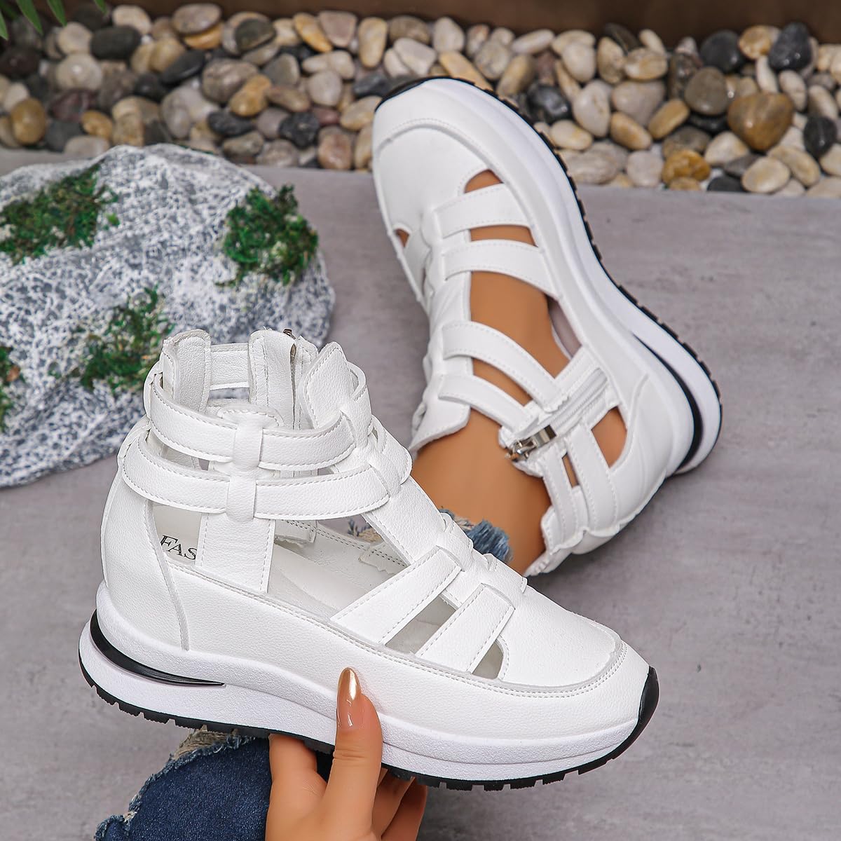 Sandalias para mujer, transpirables, sandalias de tacón para mujer, sandalias de punta cerrada, sandalias romanas de gladiador de verano