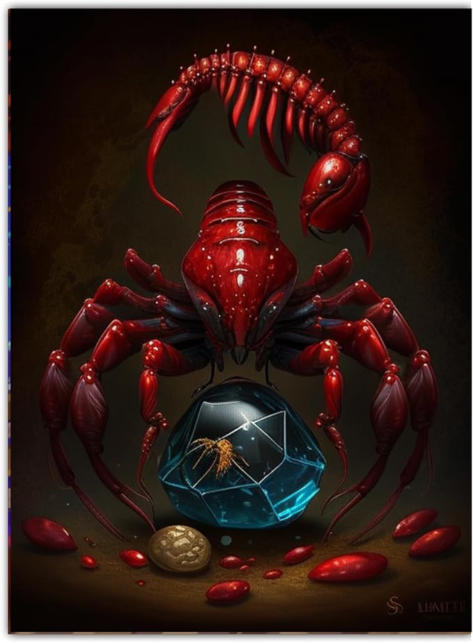 Horoscope Canvas Wall Decor Art Painting Prints Red Scorpio Modern Poster Prints on Canvas Living Room Bedroom Home Wall Decor 12x18 Inch Frameless