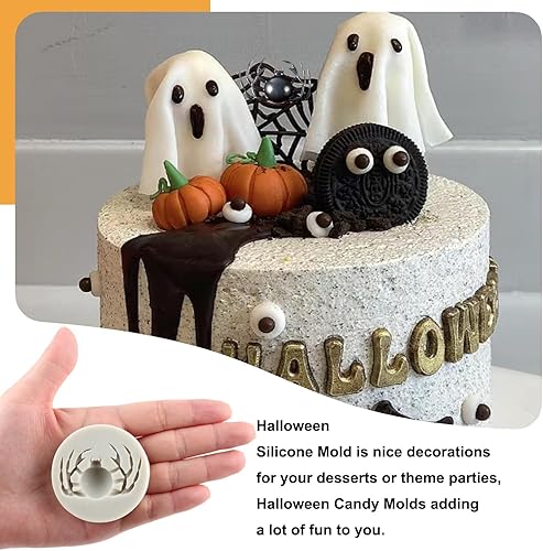 Miniatura 3 de Sijiangmold Moldes de silicona para magdalenas de Halloween, diseño de esqueleto, búho, calabaza, calavera, araña, murciélago, fantasma, para