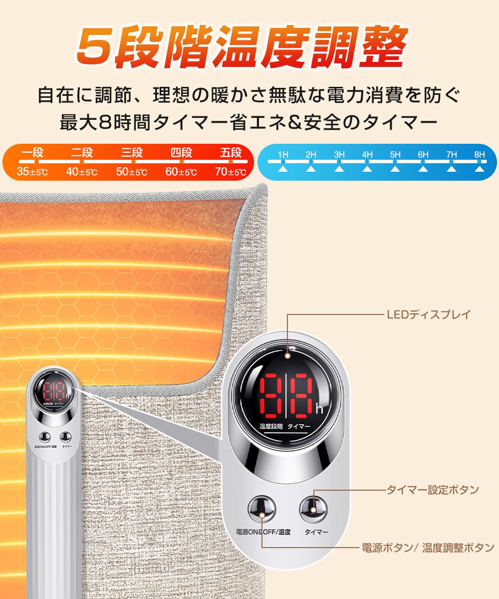 Amazon | 【360°全方位発熱・省エネ】 パネルヒーター 足元