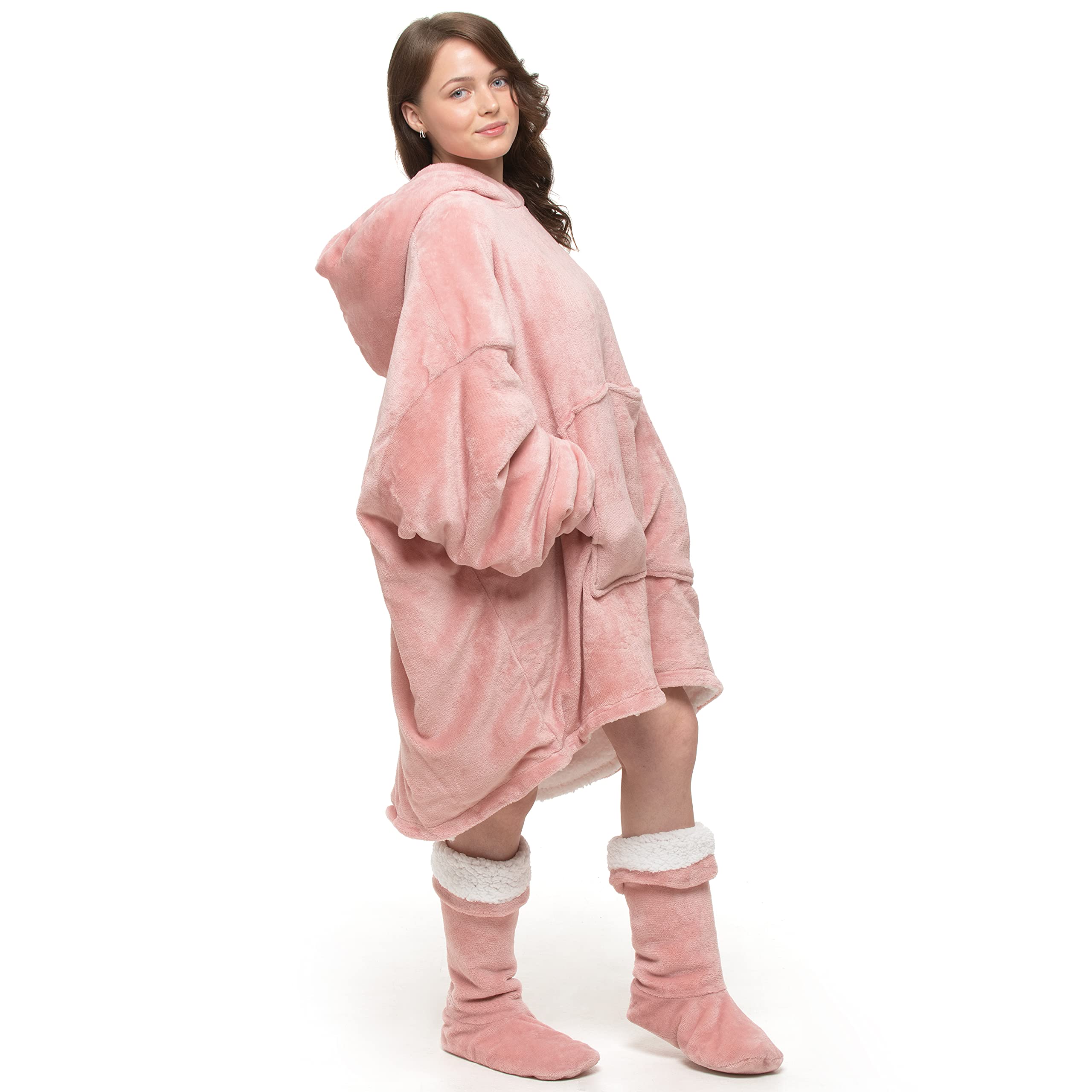 Velosso Hoodie Oversize Blush Pink - Large - Thermal Fabric - Sherpa Lined