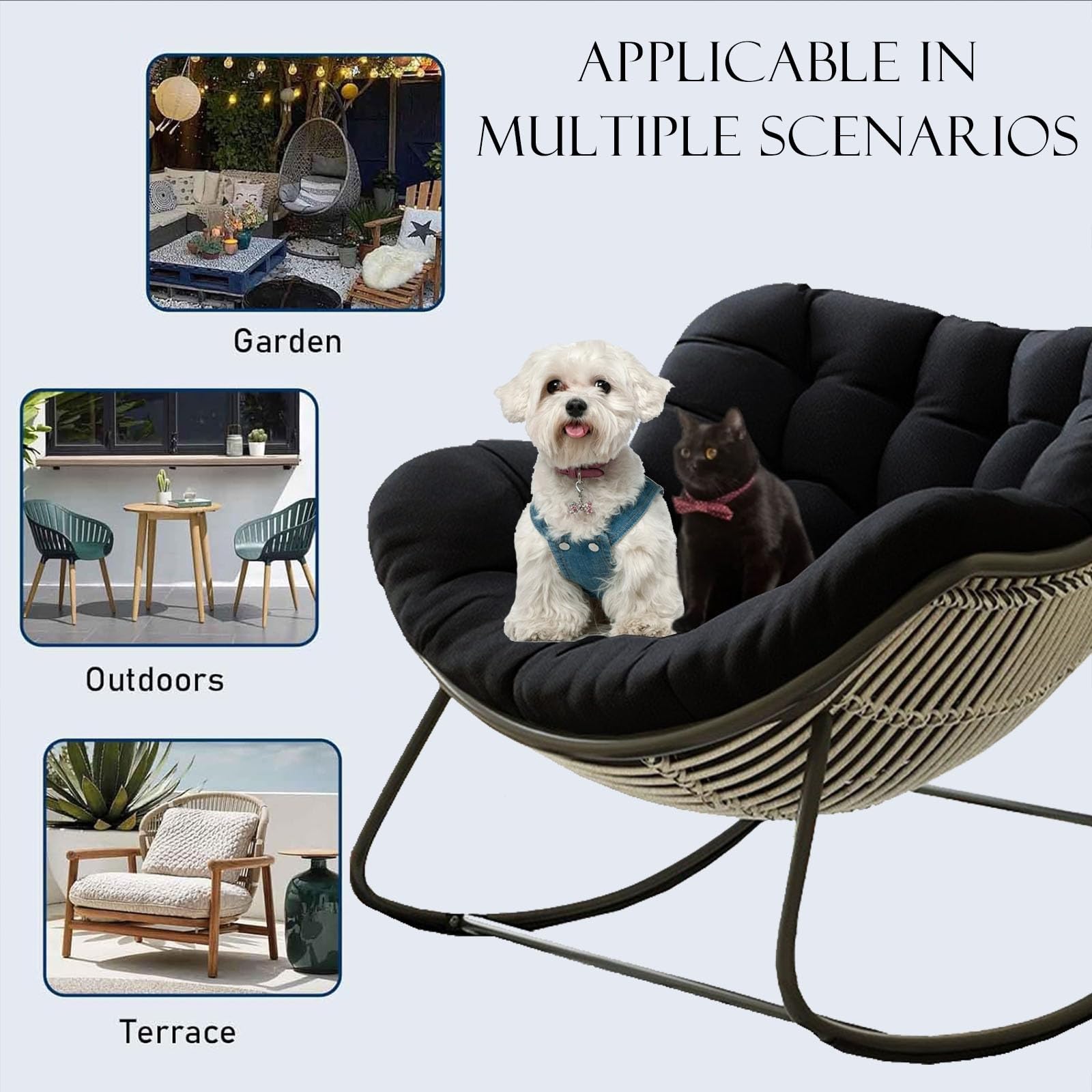 Morbuy Cojines para Mecedora de Exterior - SIN Marco, 120x100x10cm Cojin para Una Mecedora Suave Relax para Silla Huevo, Ratán, Hamaca y Silla Colgante y Jardín, Terraza, Balcón (Gris Oscuro)
