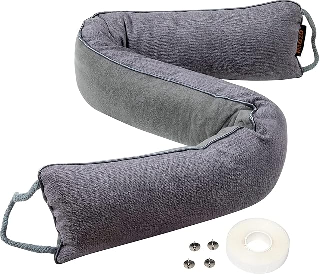 MAGZO Draft Excluder for Doors 93 cm, Weighted Door Draught Excluder with Hook & Loop Air Blocker Save Energy, Grey
