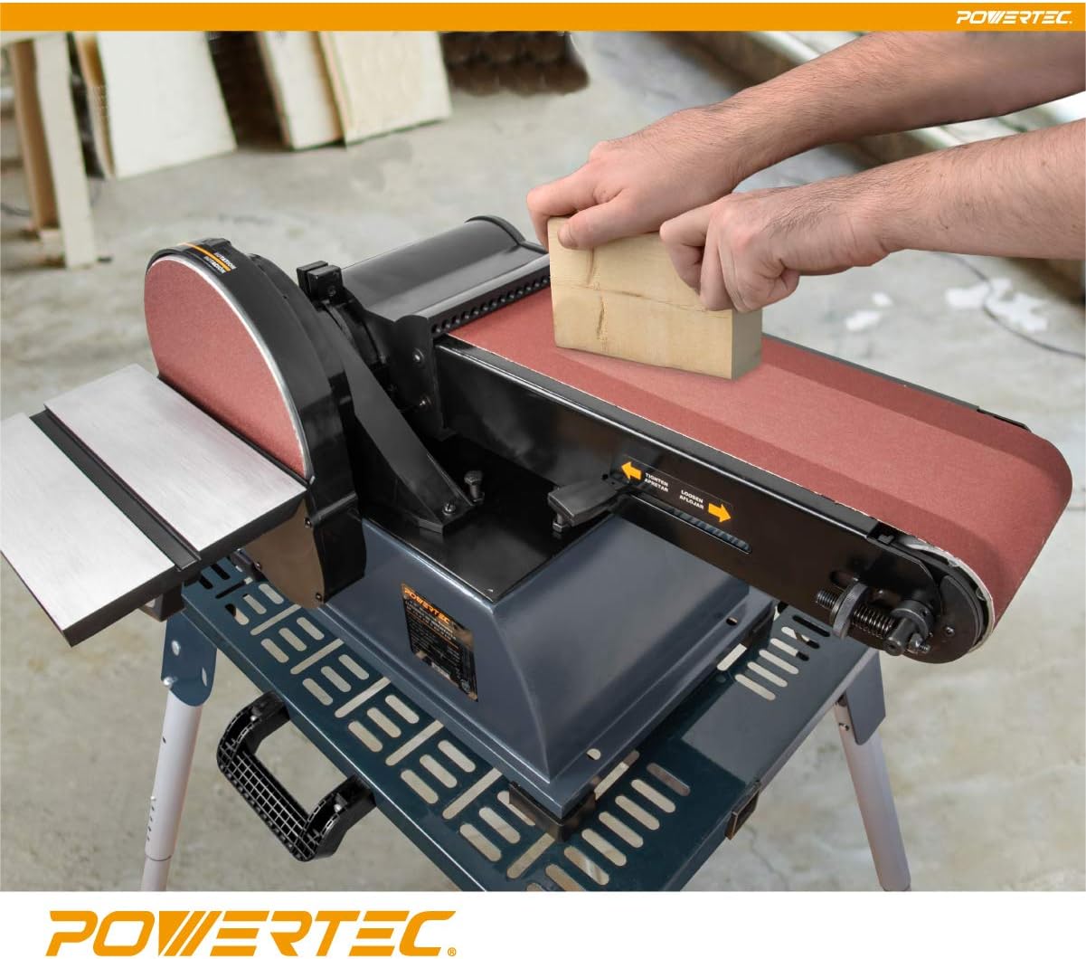 POWERTEC 110118 4 x 36 Inch Sanding Belts | Aluminum Oxide Sanding Belt Assortment, 3 Each of 60 80 120 150 240 400 Grits | Premium Sandpaper for Belt Disc Sander – 18 Pack - - 