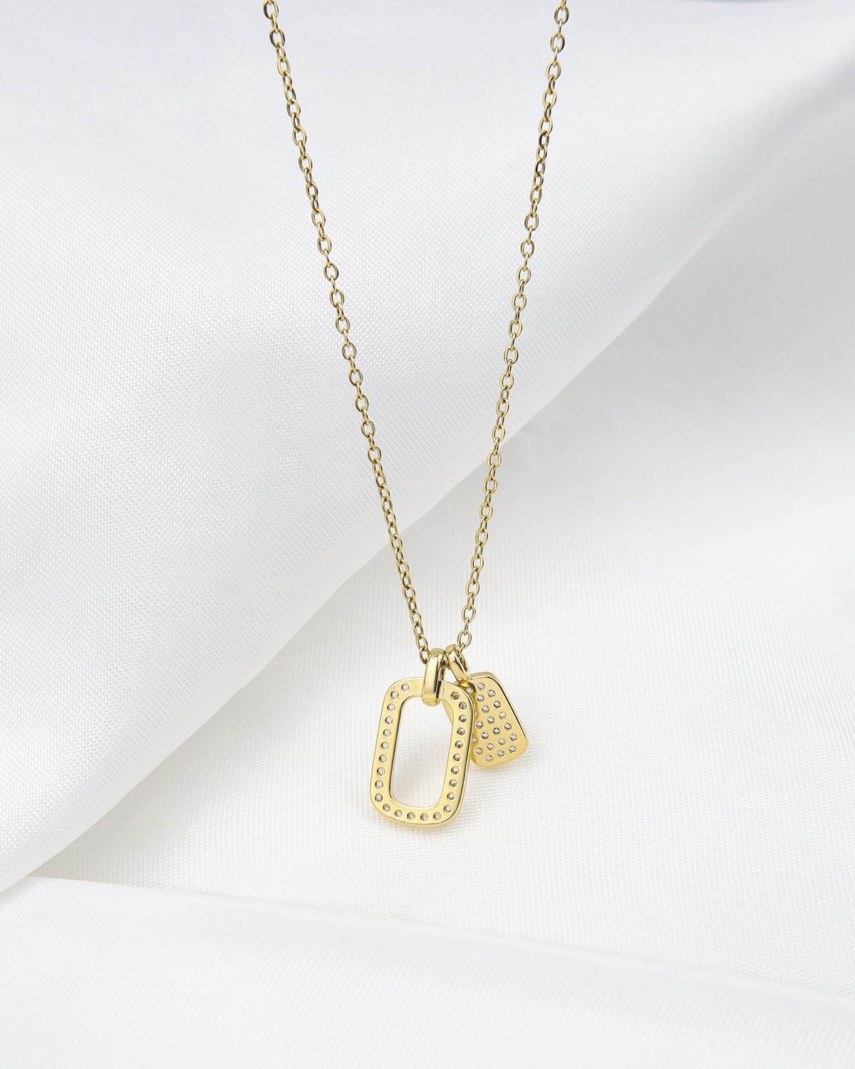 14K Gold Plated Minimalist Dainty Pendant Necklace CZ Gold Necklace for Women - Image 5