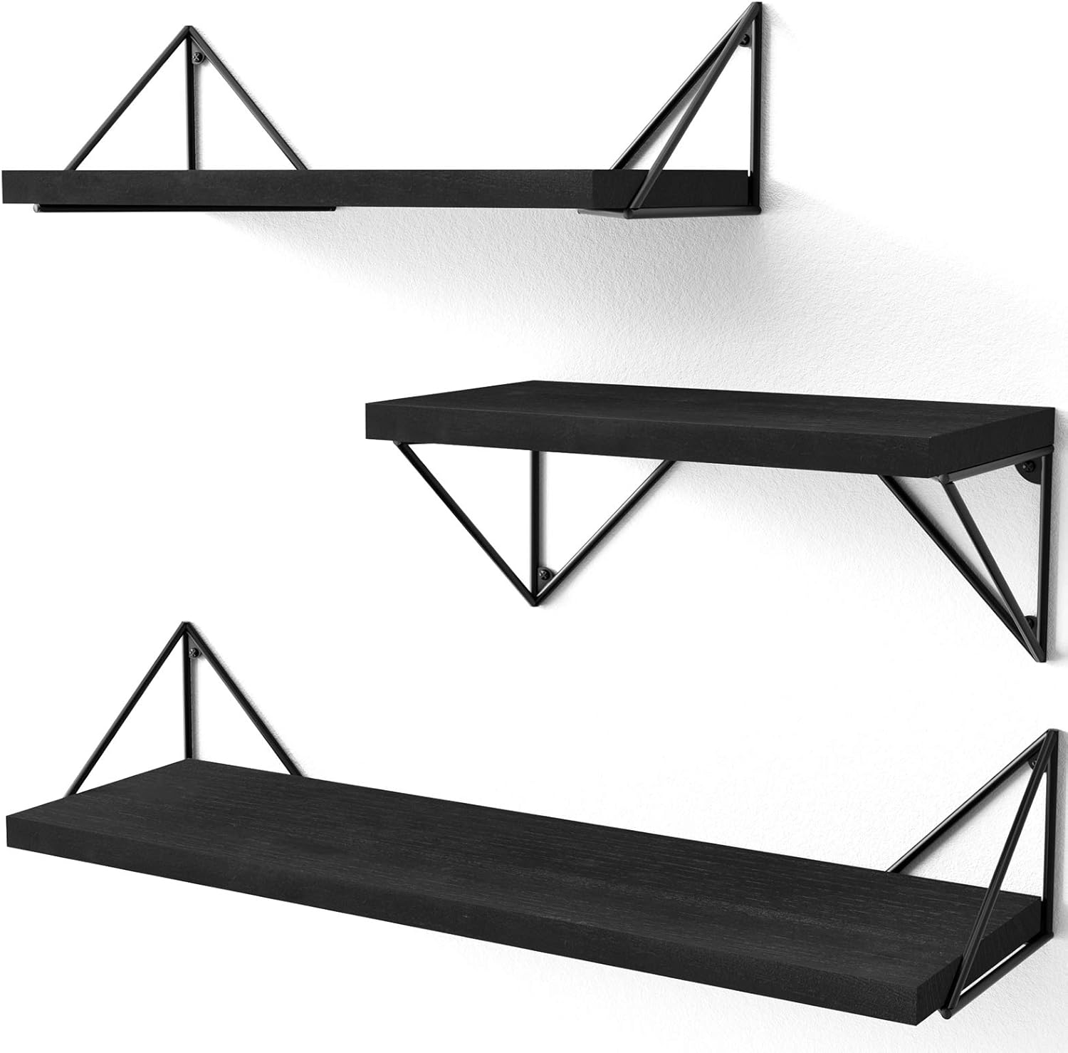 SRIWATANA Floating Shelves Wall Mounted Set of 3, Rustic Wood Wall Mount Shelves for