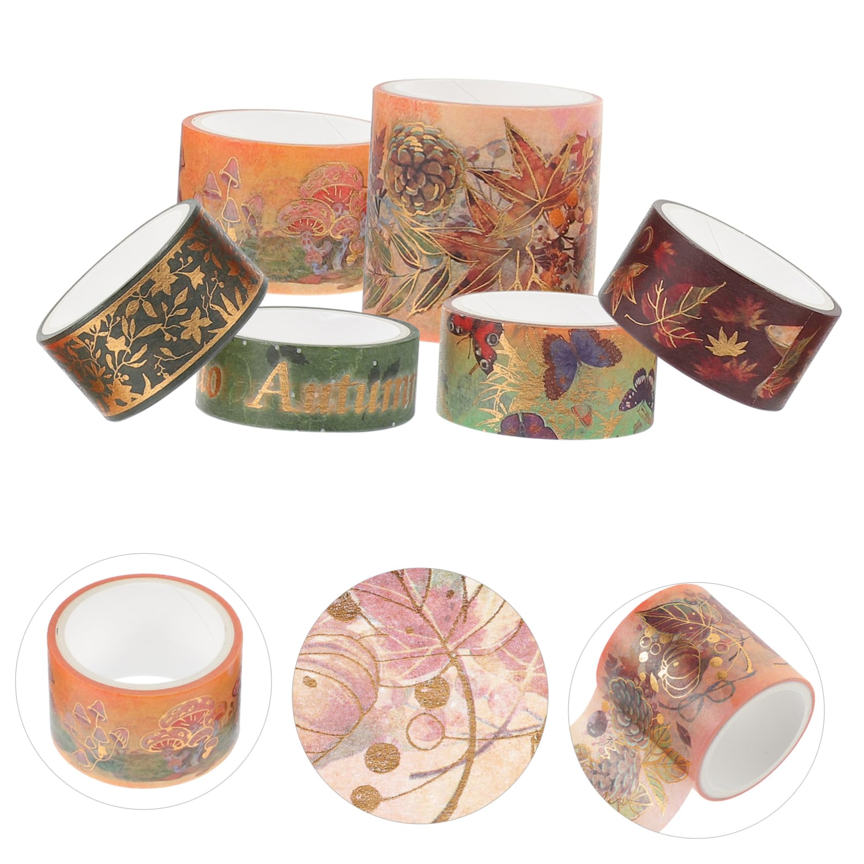 HOMSFOU 5 Sätze Ästhetisches Washi-tape Klebeband Für Scrapbooking Farbe Zeitschriftenzubehör Scrapbooking Washi Tape Kawaii Washi-klebeband Flüsterpapier 6 Rollen * 5