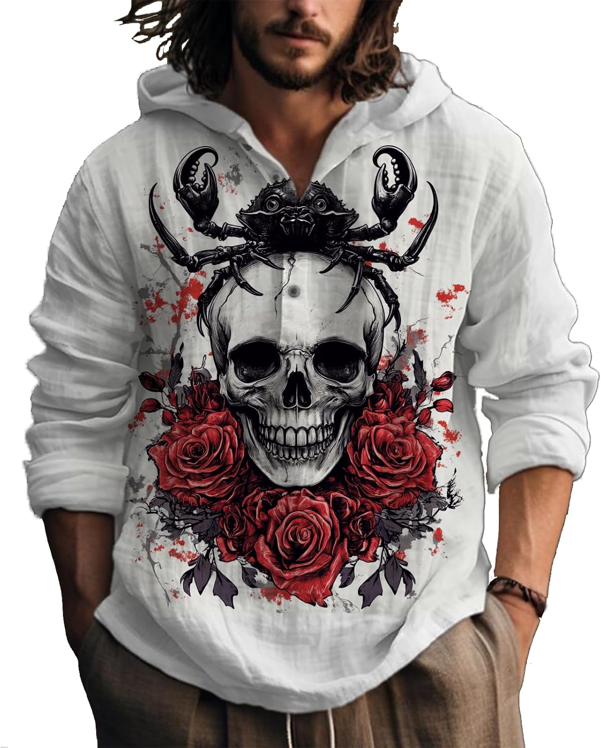Hoodies For Men Graphic Long Sleeve Half Button Casual Big And Tall Lightweight Qui...