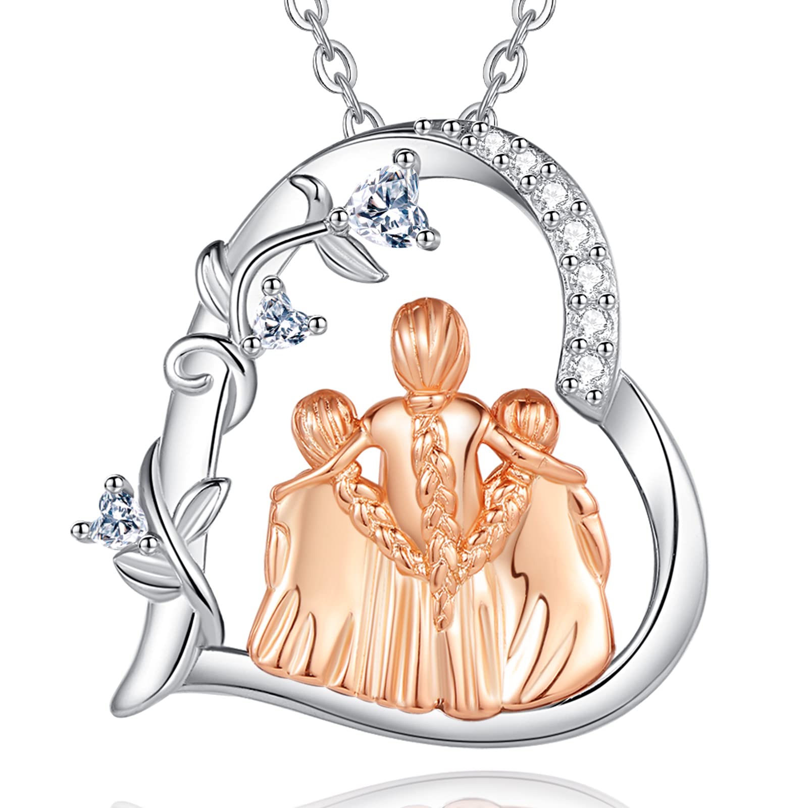INFUSEU Regalo Mamma Collana, Mamma E Figlia Cuore Gioielli Argento 925 Ciondolo Chiama Regalo Per La Festa Della Mamma