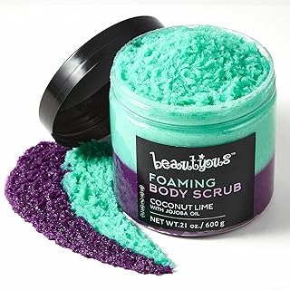 Foaming Body Scrub, Exfoliating Sugar Scrub Coconut Lime with Jojoba Oil, Bath House Foaming Scrub for Men and Women,Moist...