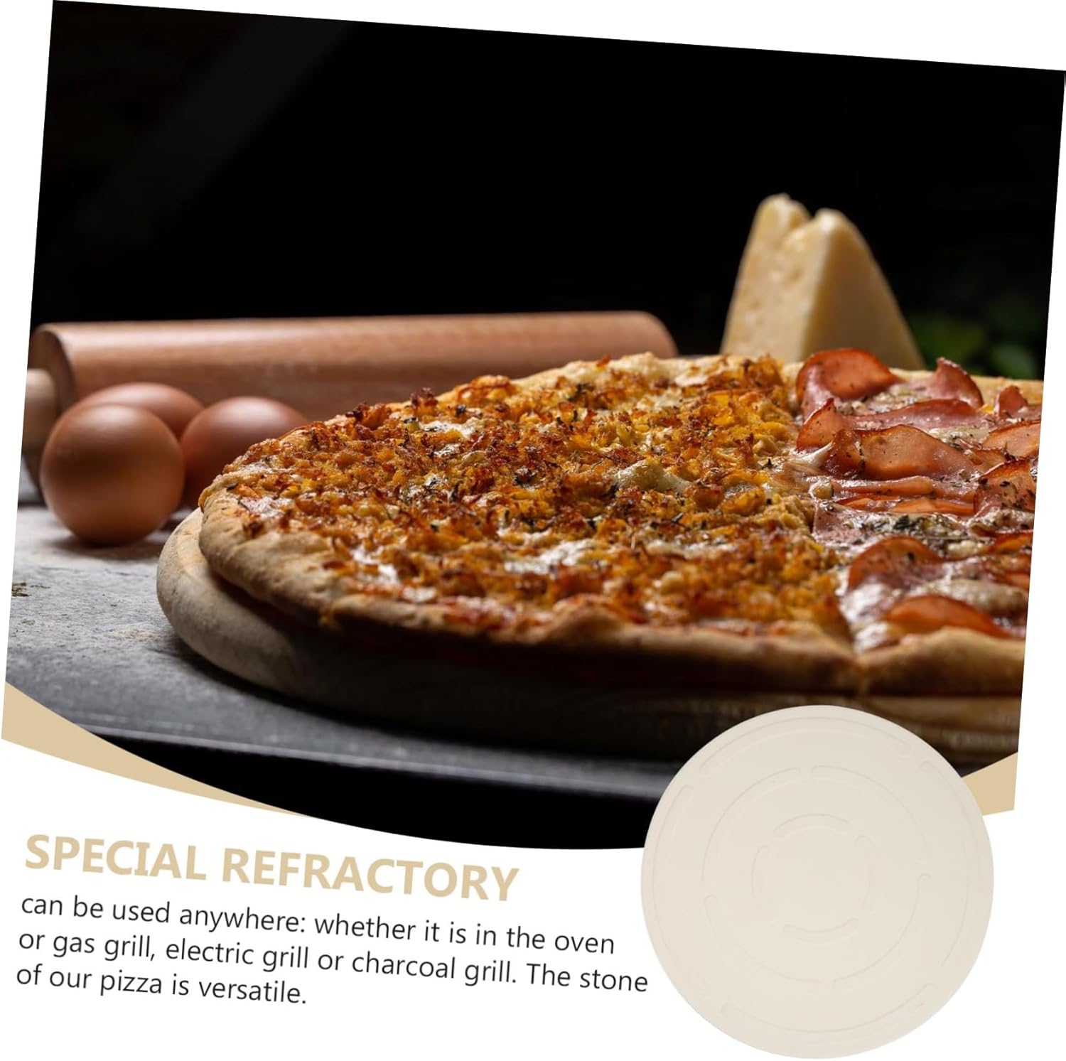 Garneck 1pc Cordierite Pizza Baking for Home Use Distributes Evenly for Optimal Cooking Smooth Color and Easy to Clean