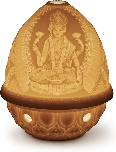 Lladro Bird Figurine: Goddess Lakshmi Porcelain Lithophane Sculpture
