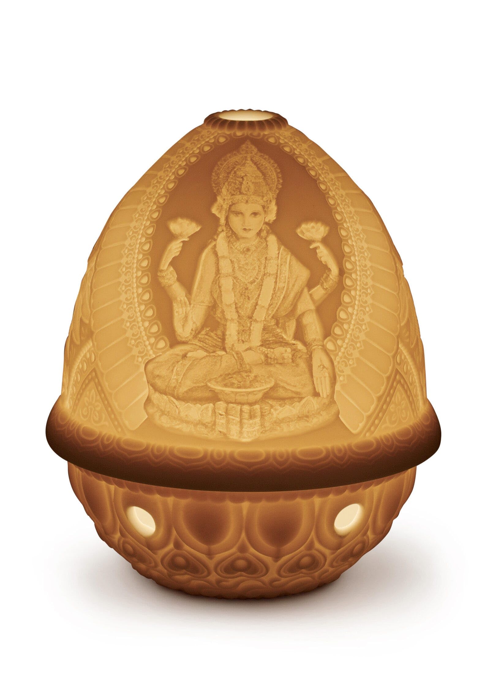 Lladro Sale Porcelain Lithophane Votive Light -Goddess Lakshmi 010.17339 Worldwide Shipping