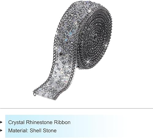 Miniatura 3 de MECCANIXITY Cadena de cinta de diamantes de imitación con cuentas de cristal termoadhesivo de 3.28 pies x 0.8 pulgadas para ropa, bolsa, zapatos,