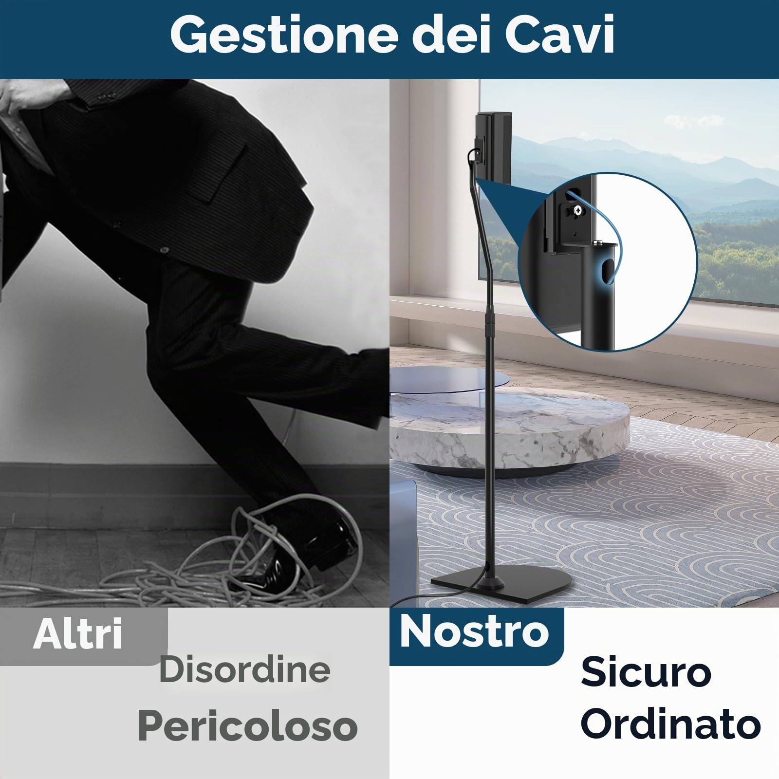 Supporto regolabile in altezza per altoparlanti Bose, con staffa Slideconnect, per altoparlanti Bose Surround, Surround 700, OmniJewel Lifestyle 650, CineMate GS Serie II, per supporto da pavimento