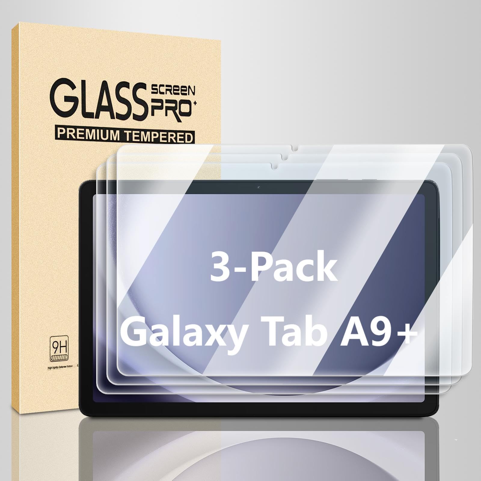 3-Pack Screen Protector for Samsung Galaxy Tab A9 Plus 11 Inch 2023, Tempered Glass for Galaxy Tablet A9+,Bubble Free,Easy Installation
