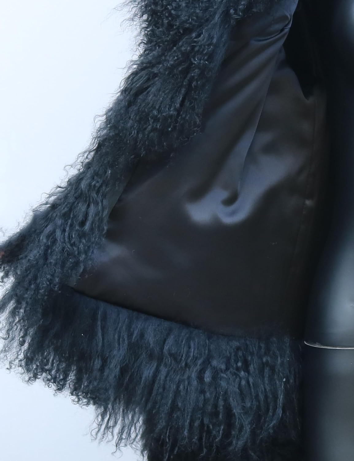 Women's Genuine Mongolia Sheep Fur Coat Fluffy Sheep Fur Jacket Turn-down Collar Long Sleeve - Image 3