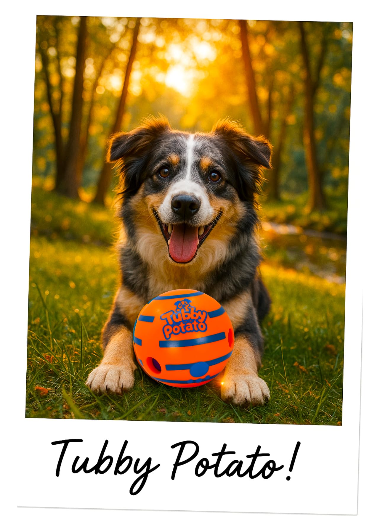 Tater Tumbler Sound Ball, giocattolo interattivo per cani, suoni divertenti quando viene arrotolato o scosso.