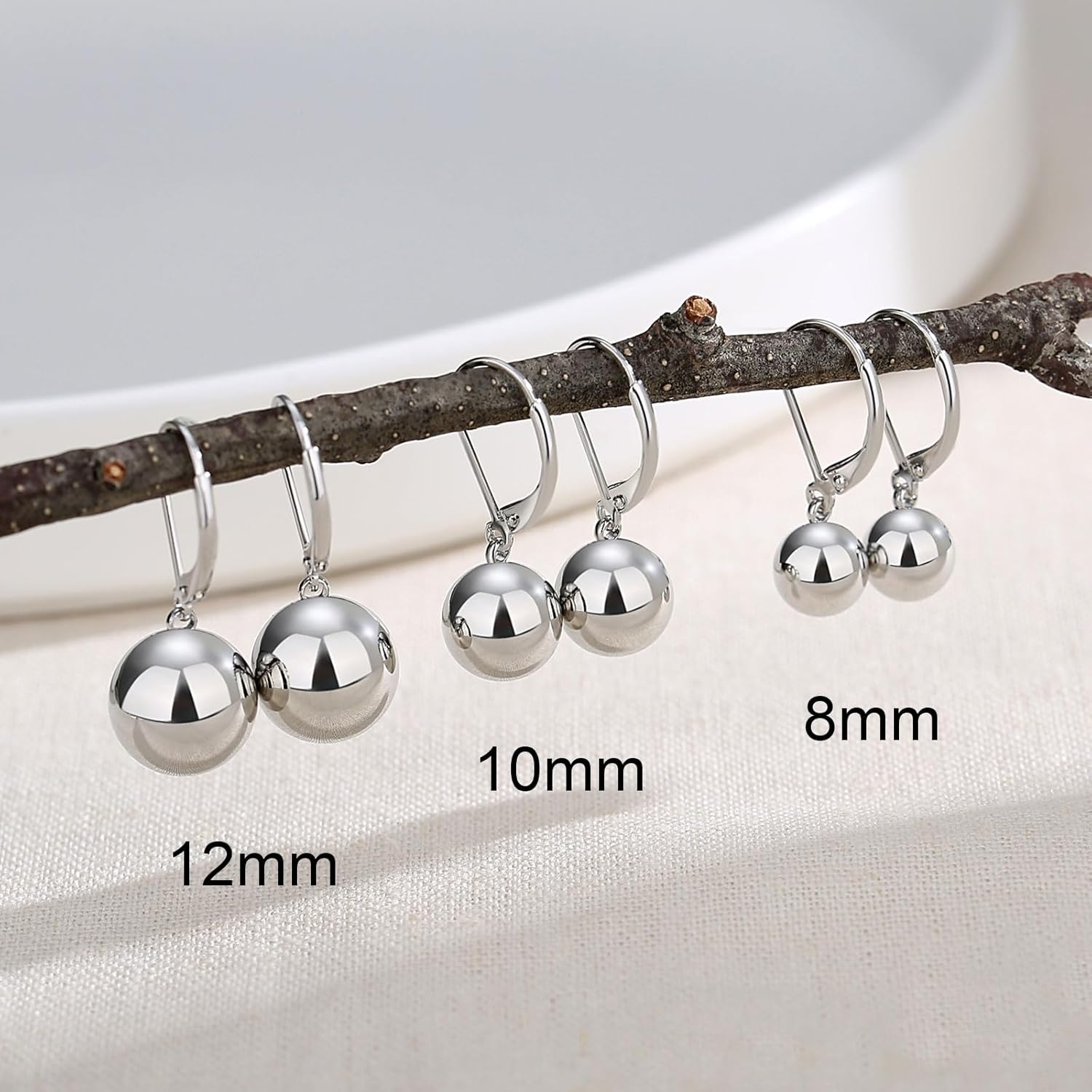 Fashion Ball Dangle Drop Earrings for Women, 925 Sterling Silver Leverback Earrings White Gold Plated Small Round Balls Earring Jewelry - Image 5