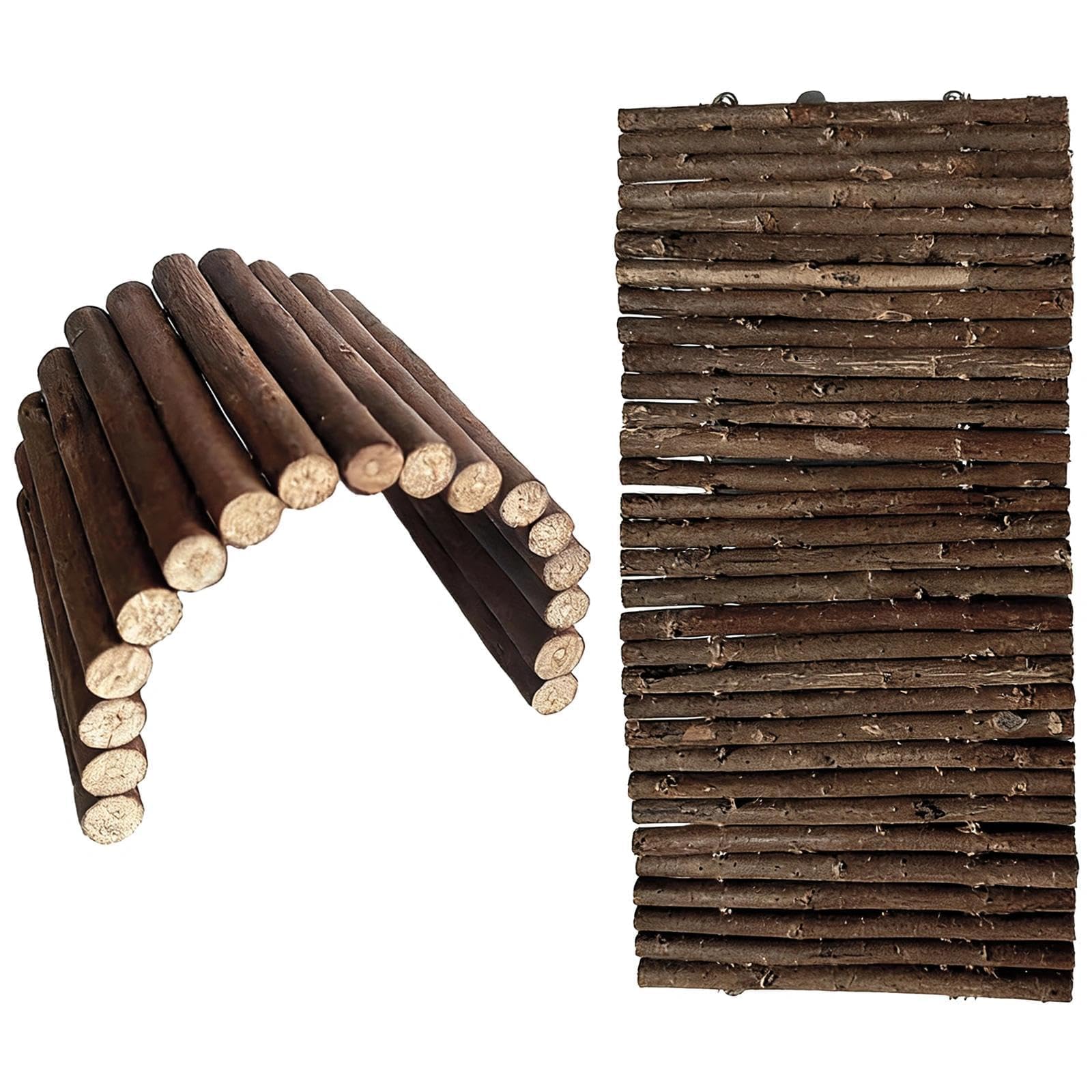 2 Pcs Bendable Wooden Bridges, Rodent Grinding Toys, Small Animal Hidden House Fence and Flexible Climbing Staircase Habitat Decoration