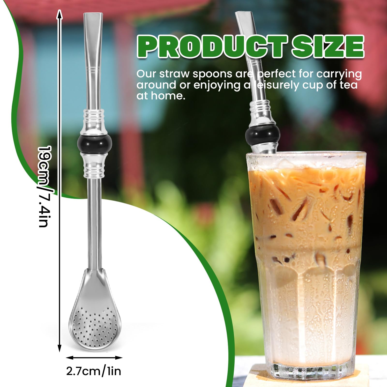 Fatiya Stainless Steel Yerba Mate Straw, Reusable Bombilla Mate Spoon Straws - Image 2