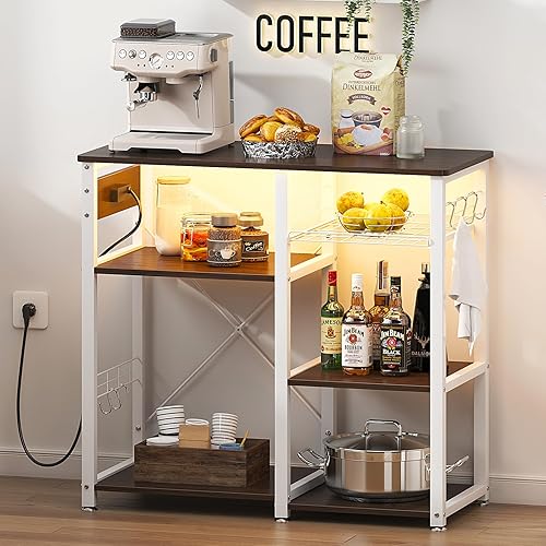 Miniatura 26 de SogesHome Estante de 4 niveles para microondas, estante organizador de almacenamiento de cocina, aperitivo de café para el hogar, cocina, sala de