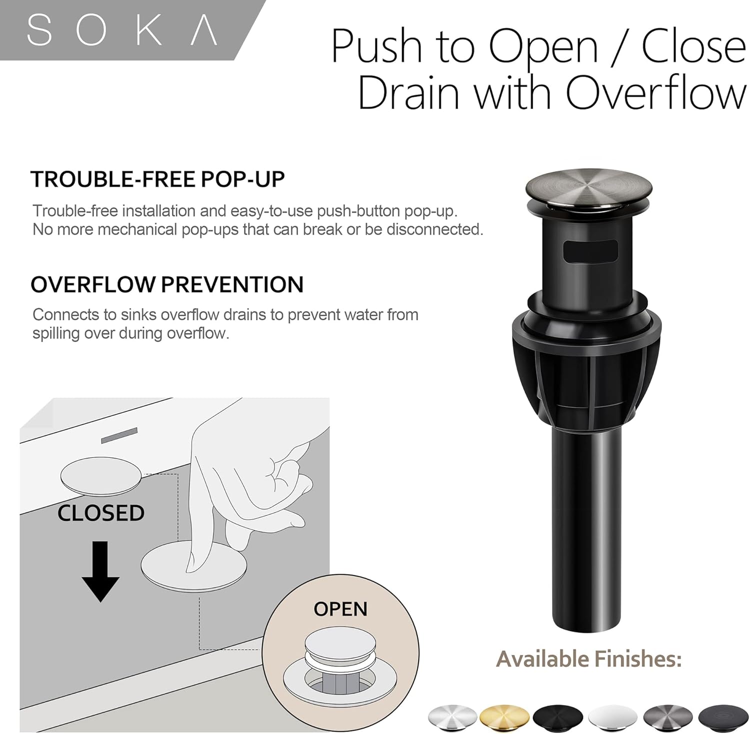 SOKA Two Handles Centerset Bathroom Faucet for Sink High Arc Stainless Steel with Deck Plate & Pop-Up Drain Assembly Fit 3 Hole Installation, Metallic Grey