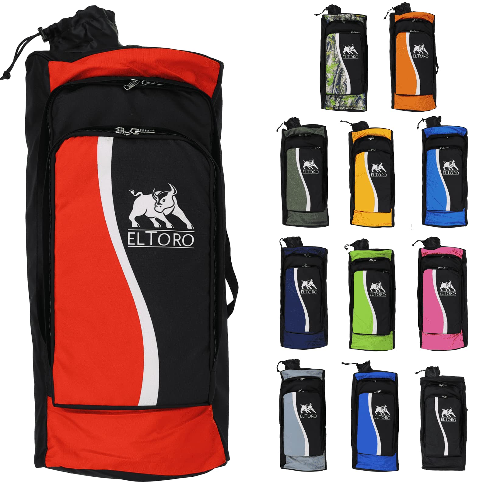 elToro Wave Recurvebogen Rucksack für dreiteilige Bögen | gepolsterte Innentasche für Mittelstück bis 25 Zoll und Wurfarme, Pfeilröhre innen gesichert und außen zugänglich