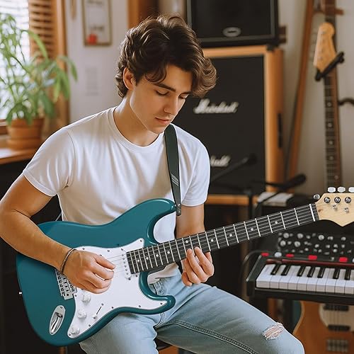 Vista 19 de Ktaxon Kit de guitarra eléctrica de 39 pulgadas para principiantes, pastillas HSS de 6 cuerdas de cuerpo sólido de tamaño completo para adultos