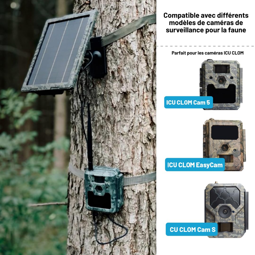 ICUserver ICUsun Panneau Solaire pour caméras de surveillance de la faune - 5,4 Watts - sécurisé et résistant aux intempéries - inclus chargeur