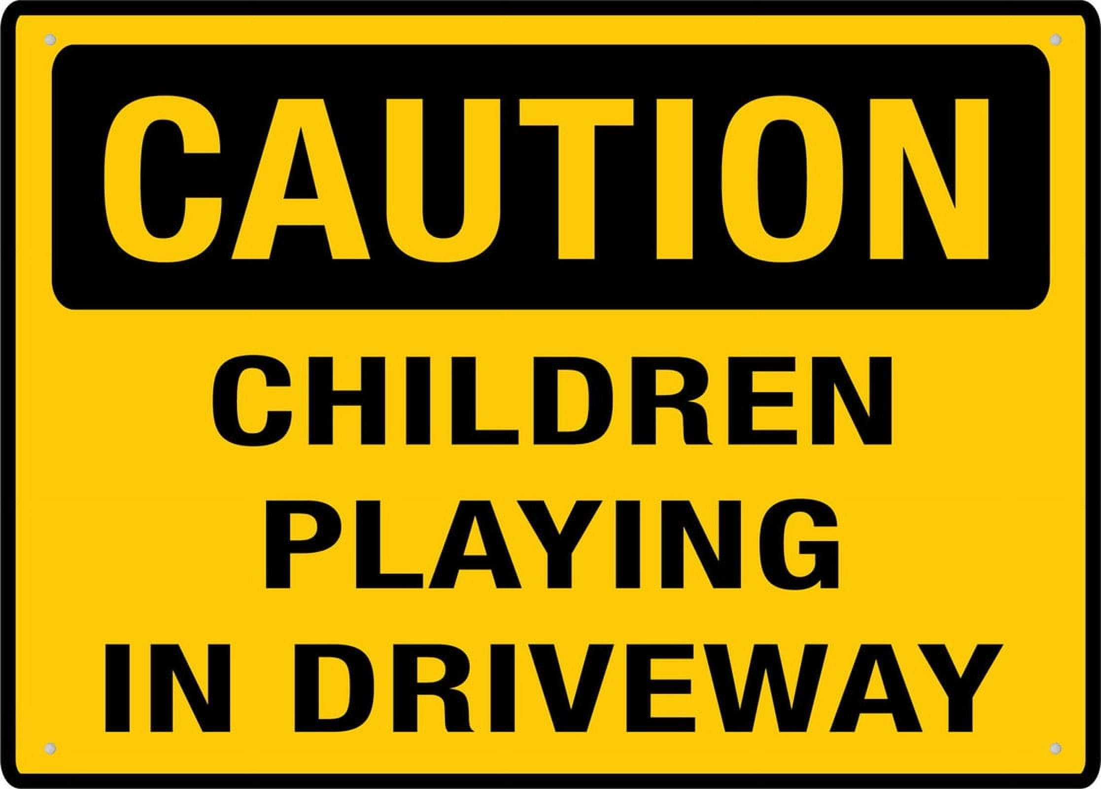 peiyeety Children Playing In Driveway Outdoor Metal Sign 8"x12" - for Business, Workplace, Office, Home, Delivery, Road, Garden​