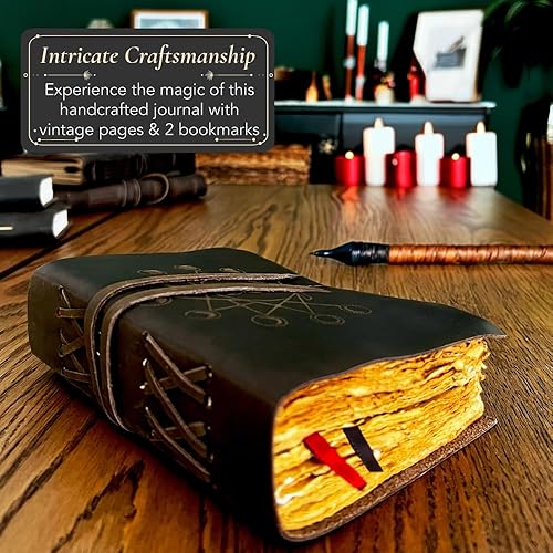 Vista 26 de Diario de cuero con brújula para hombres y mujeres, diario en blanco con papel sin forro, cuaderno de oración de cuero, 5 x 7 pulgadas