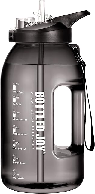 Glaxcidy 2 In 1 Water Bottle with Straw and Chug Lid, 2.5L BOTTLED JOY Sports Water Bottle with Time Markings and Wide Mouth, Reusable BPA Free Water Bottles for Gym and Exercise