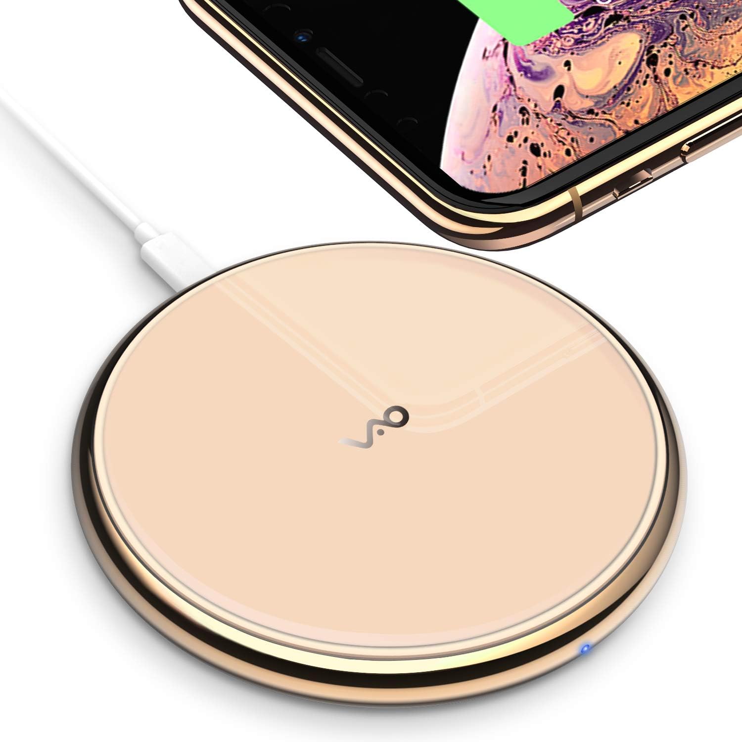 Vebach Dubhe1 Wireless Charger Metal Frame, Qi Certified 7.5W/10W Wireless Charging Pad Compatible with iPhone 11/11 pro/XS Max/XR/XS/X/8/8 Plus, Samsung Galaxy S10/S10e/S9/S9+/Note 9/S8/Note 8/S7/s6
