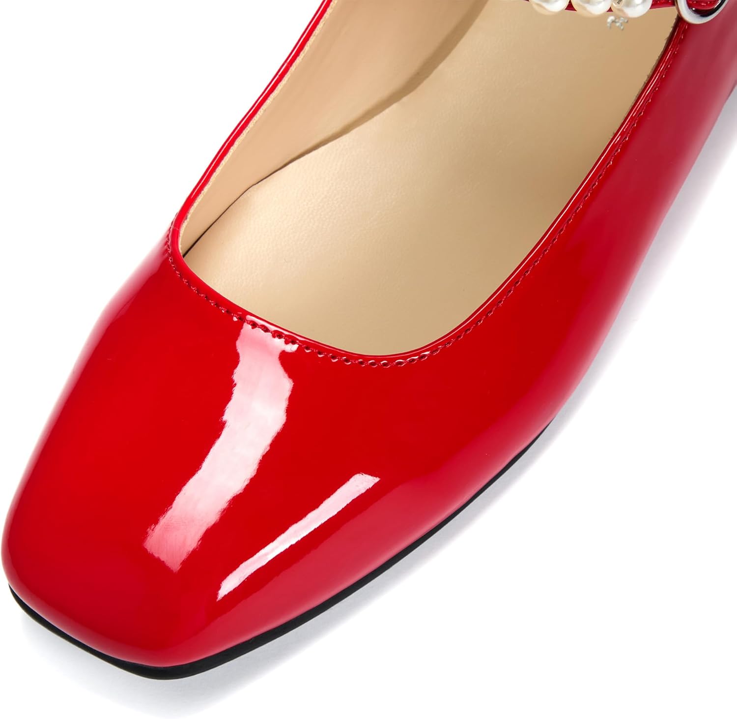 CosyFever Women's Pearl Strap Mary Jane Flats, Square Toe Dressy Ballet Flats, Elegant Comfortable Flats for Wedding, Party, Office - Image 6