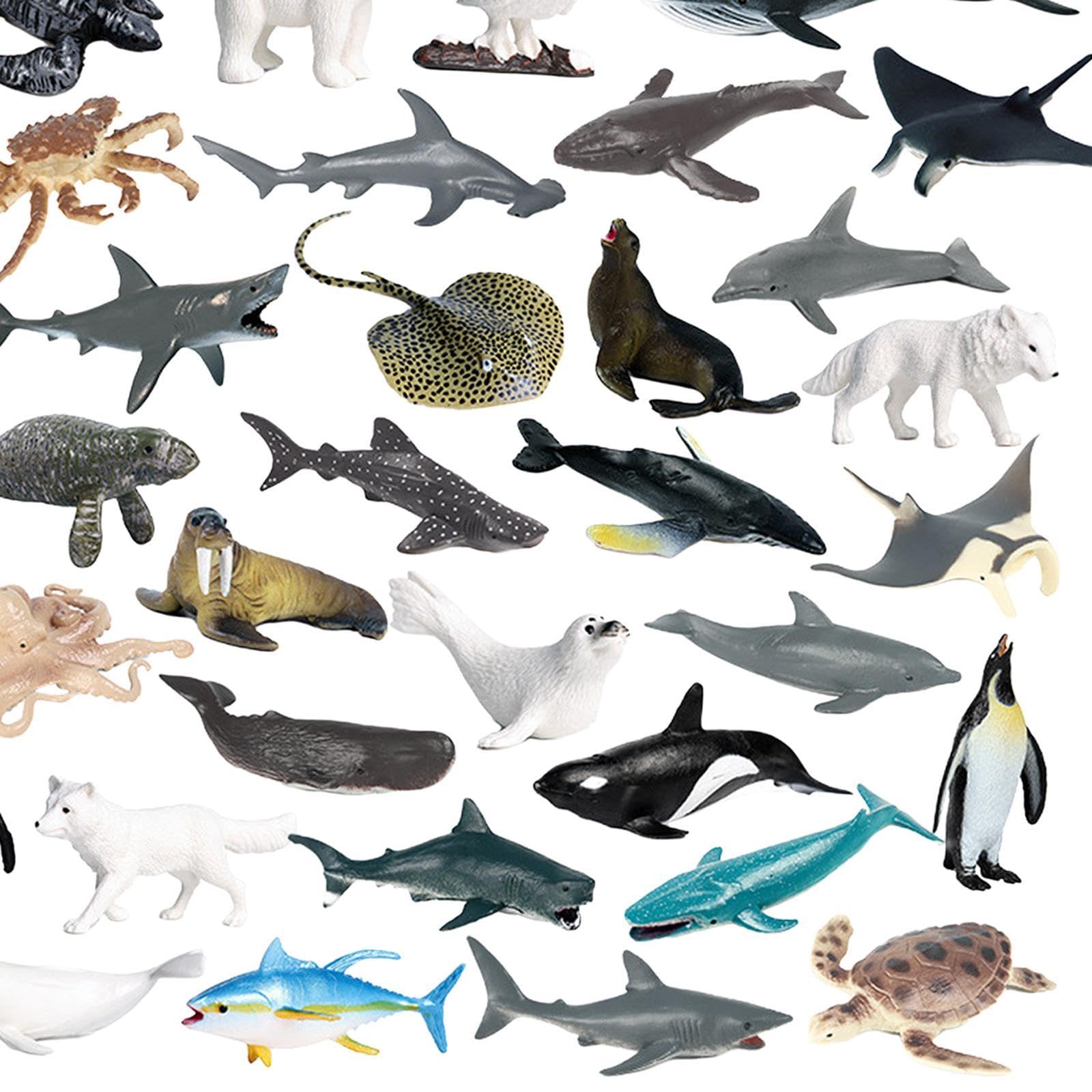 Sharplace 32x Modelos de Animales Marinos, Modelo de Animal Artificial, Juguete de Simulación de Animales Marinos, Modelo de Animales para Niños, Y