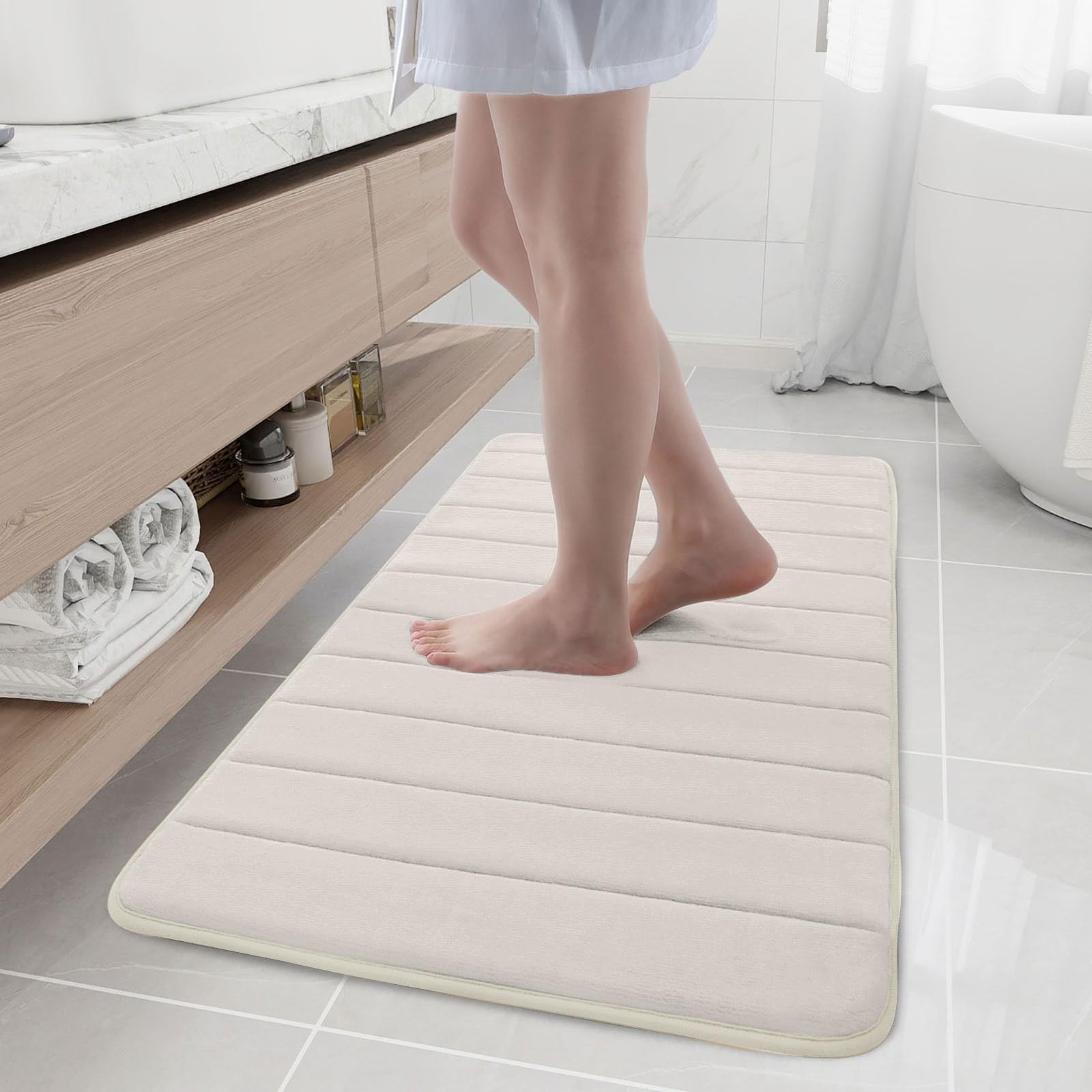 Buganda Memory Foam Bath Mat, 44" x 24", Ultra Soft and Non-Slip Bathroom Rugs, Water Absorbent and Machine Washable Bath Rug Runner for Bathroom,