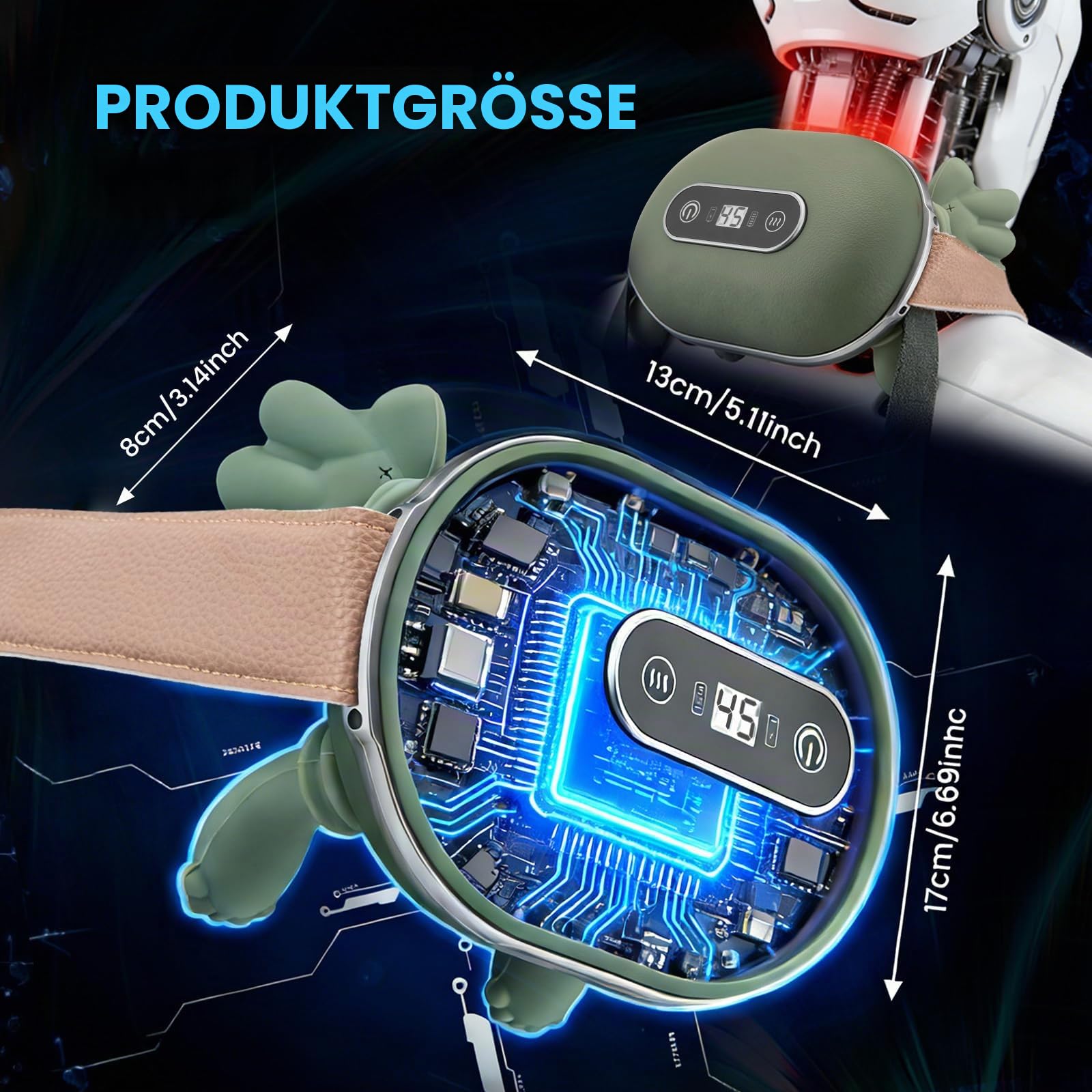 4D Nackenmassagegerät, Massagegerät Nacken mit 3 Massageeinstellungen & Wärme, Touchscreen-Tasten, Tragbares Nacken und Schulter Shiatsu Massagegerät für Zuhause, Büro & Reise