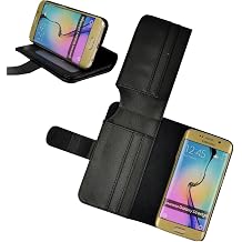 SumacLife Full Body Premium Muti Credit ID Card Holder PU Flip Cover Leather Kickstand Wallet Case for Samsung Galaxy S6 Edge Black