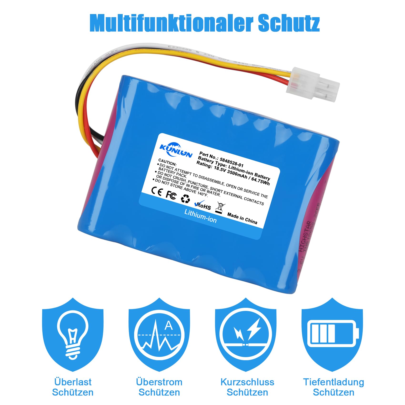 KUNLUN 18.5V 3500mAh Batería Li-Ion para Husqvarna Automower 310,315,315X,584 85 28-02, para Gardena Sileno R100Li,R130Li,R160Li, 5848228-01,5848228-02,5848528-01,5895862-01