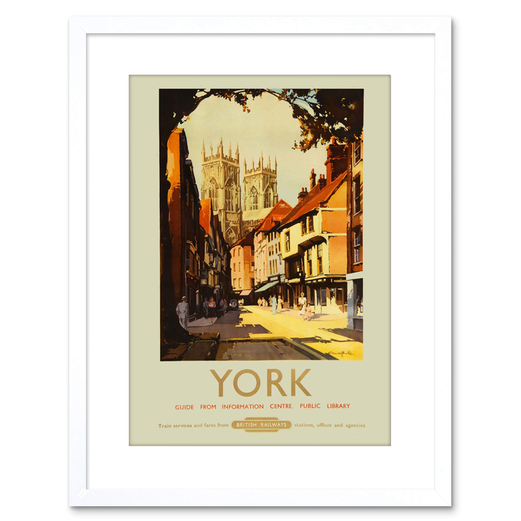 Wee Blue Coo 9x7 '' YORK CATHEDRAL MINSTER SHAMBLES RAIL TRAIN FRAMED ART PRINT F97X1556