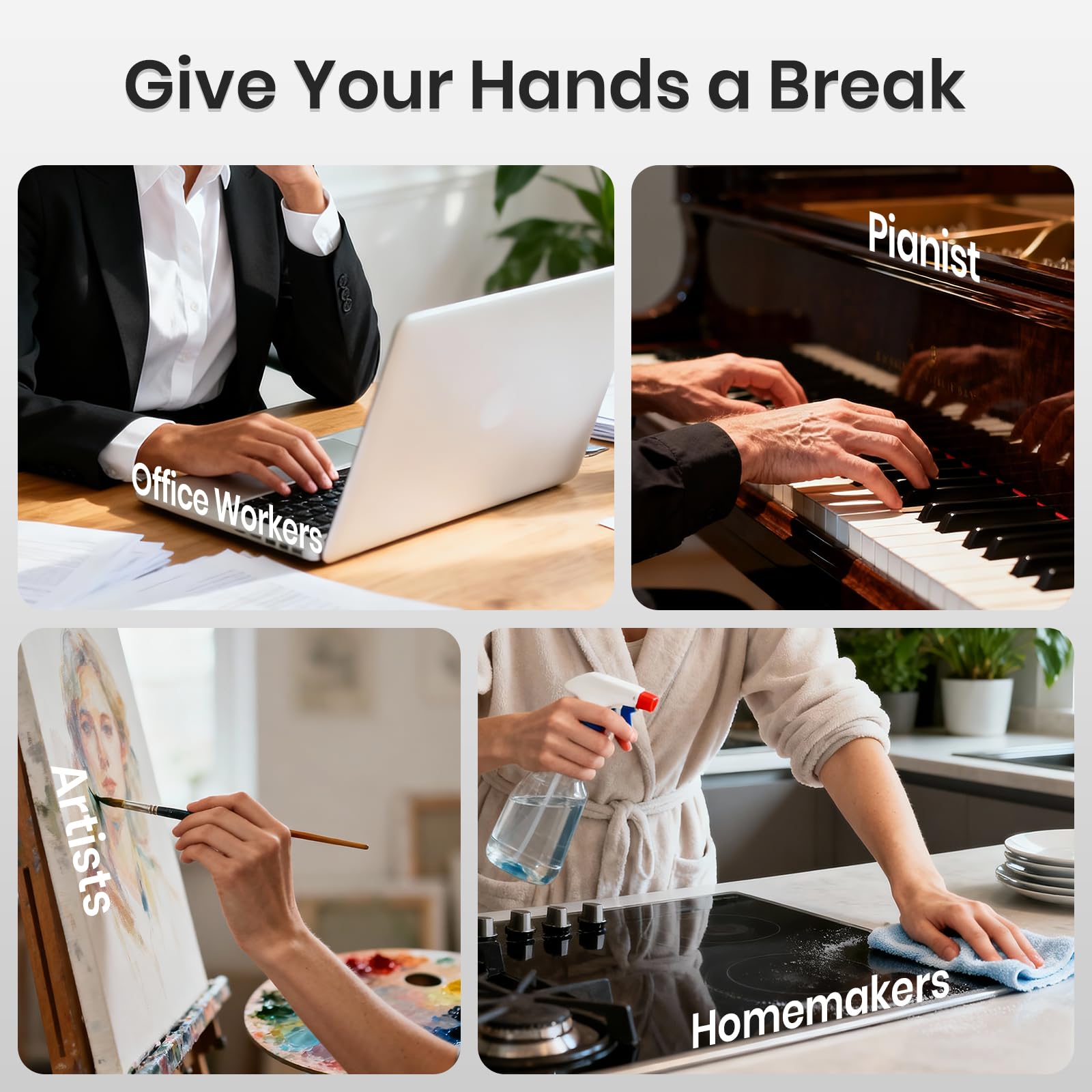 Kabelloses Handmassagegerät mit Wärme und Kompression, Elektrisches Handmassagegerät für Arthritis und Karpaltunnelentlastung, 3 Modi, 4 Wärmestufen, 5 Kompressionseinstellungen, Handmassage, Ideale