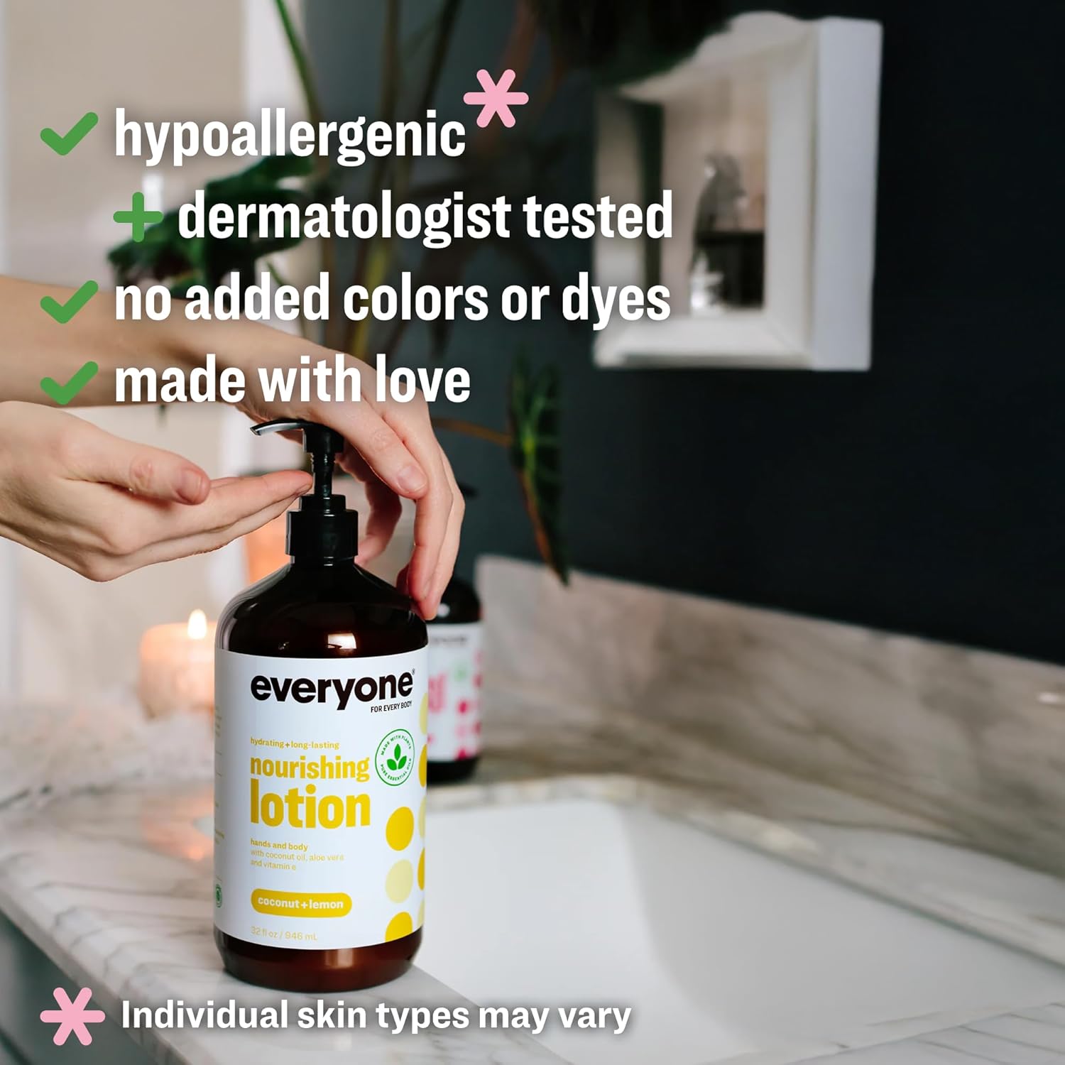 Everyone 2-in-1 Lotion for Hands/Body, 32 ounce (Pack of 2) Coconut and Lemon made with Essential Oils for Men and Women - Image 3