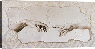oggettando Quadro Giudizio Universale Stampa su Tela con Decoro a Mano Arredo Soggiorno Salotto Camera da Letto Cucina Ufficio Bar Ristorante Regalo utili, Originali ed Economic (120X60, Gold)