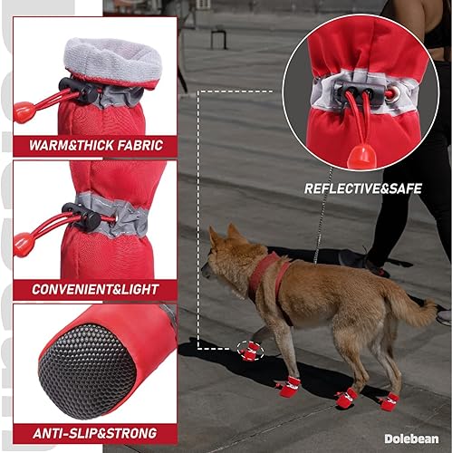 Miniatura 4 de Botas de invierno y protectores de patas para perros pequeños medianos y pequeños antideslizantes