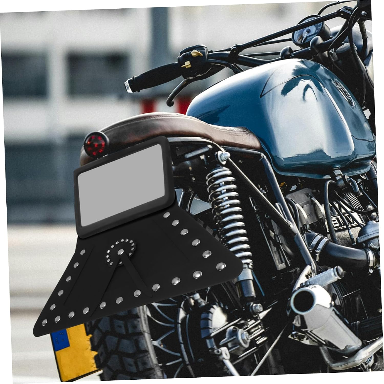 Motorcycle Mud Flap Splash Guards for Touring Waterproof Leather Mudguards Front and Rear Set Studded Design