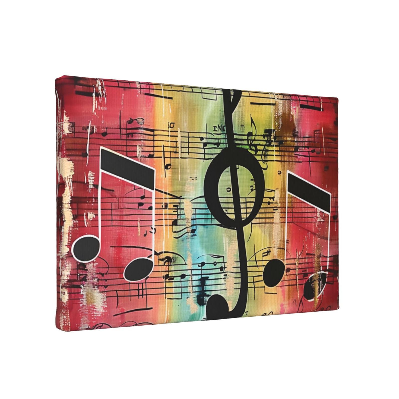 YKLJG Music Note Printed Wall Art Canvas Painting 30x20 CM Wooden Framed Picture Painting Artwork Prints for Bedroom Kitchen Home Office Decor