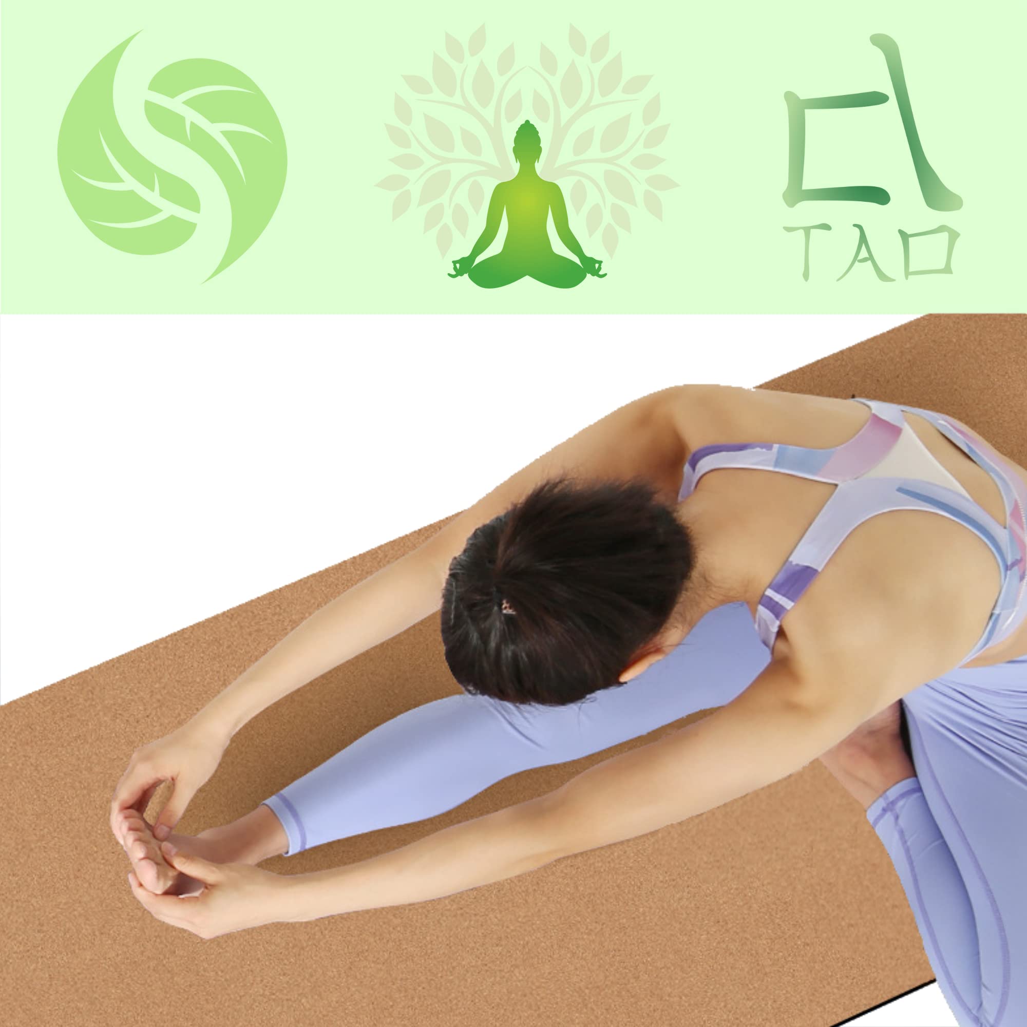 TAO Yogamatte Naturgetreide 100% rutschfest 5 mm dicke Matte mit Tragetasche und Gurt