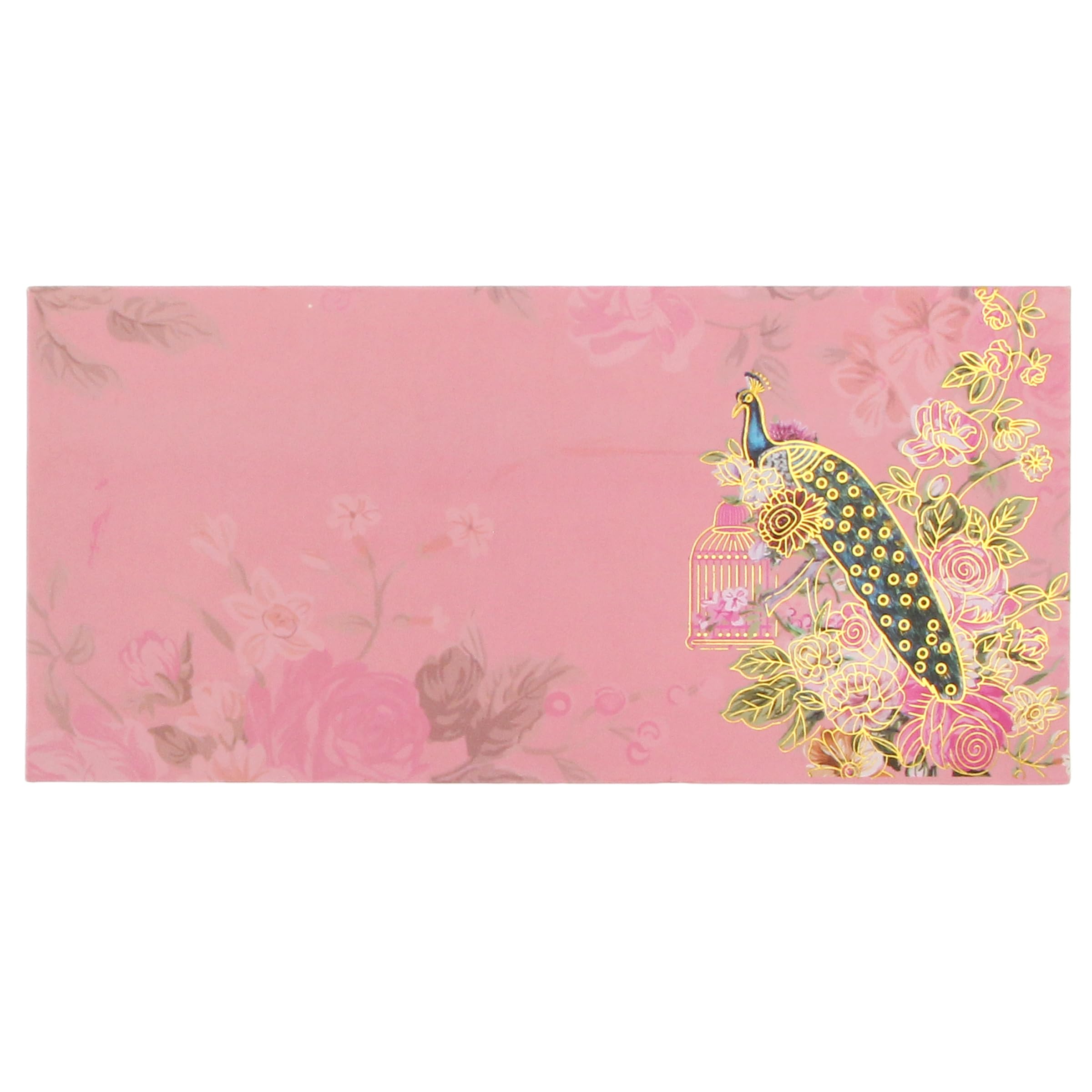10 Pack Shagun Money Envelopes Peacock Rose Flower Decorative Cash Gift Wallets for Weddings, Engagements, Birthdays, Eid & Festive Celebrations (Pink)