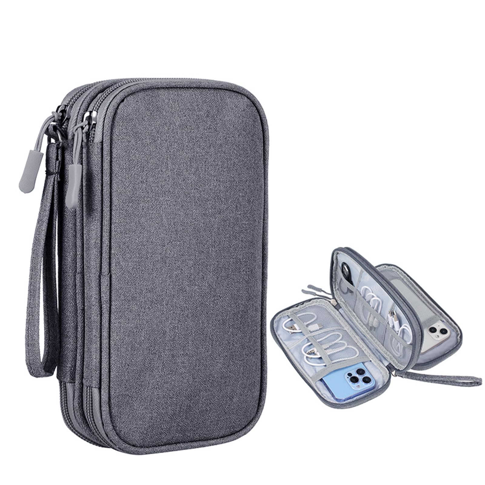 Elektronische Kabeltasche, Elektronik Organizer, ReisezubehöR Tasche, Tragbare Kabel-Organisator Tasche, Reise-Elektronik-Organisator Für LadegeräTe Festplatten (Dunkelgrau, L (21 * 12.5 * 6.5cm))